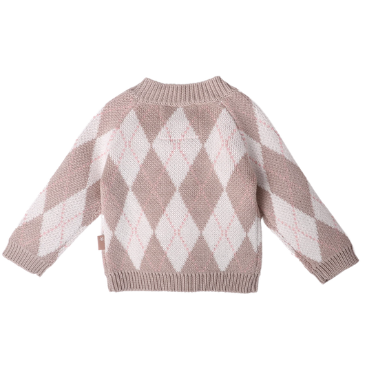 Gebreid Vest - Beige/pink