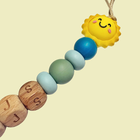 Speenkoord met naam - Gijs - Teal/Geel