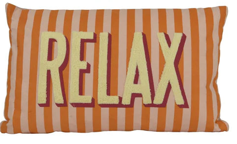 Katoenen kussen - Relax - Oranje/streep - 50x30