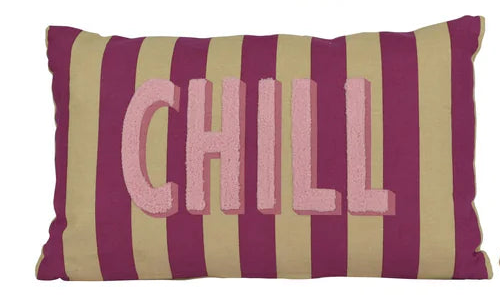 Katoenen kussen - Chill - Fuchsia gestreept - 50x30