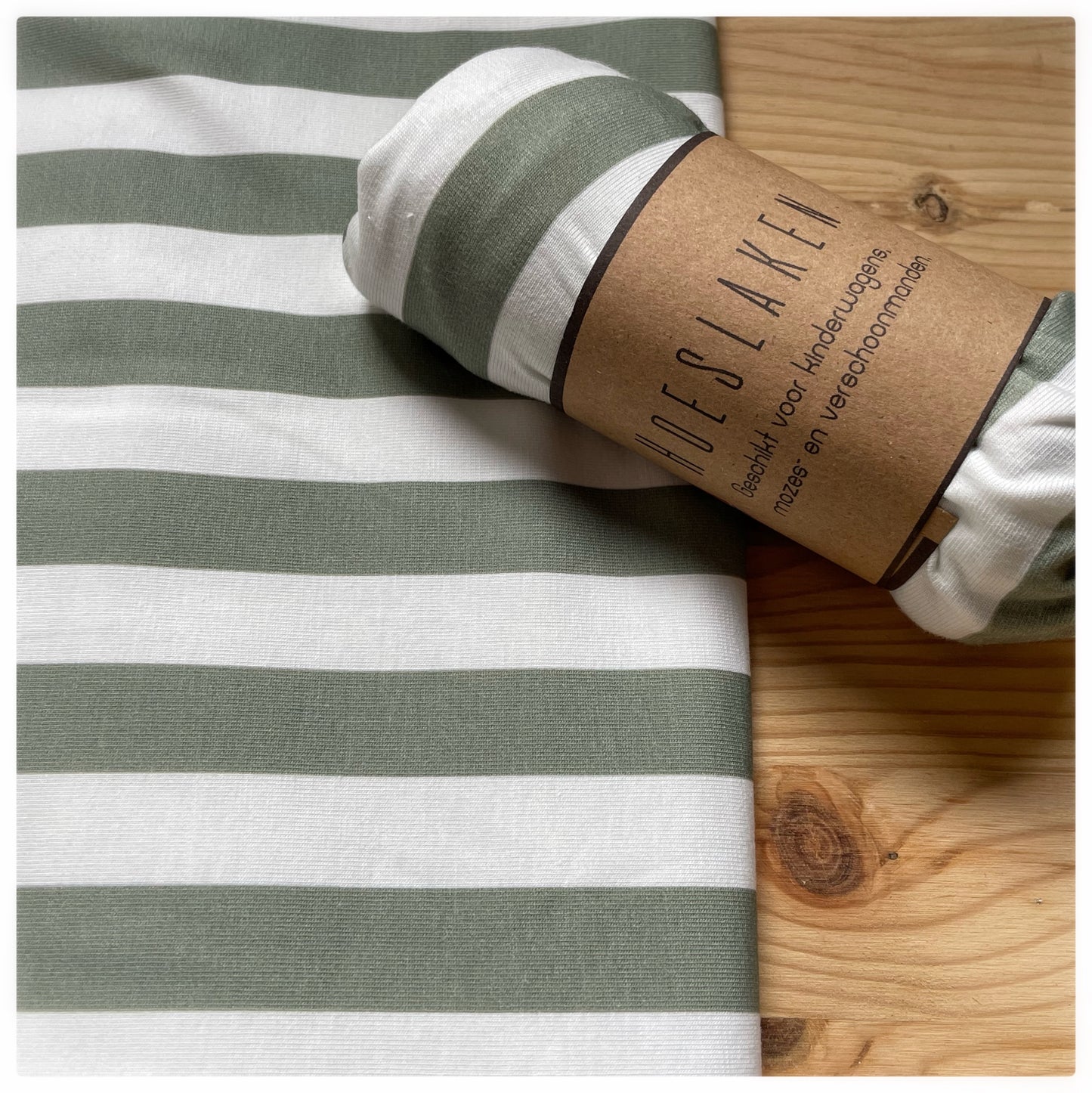 Hoeslaken verschoonmand/kinderwagen - groene strepen