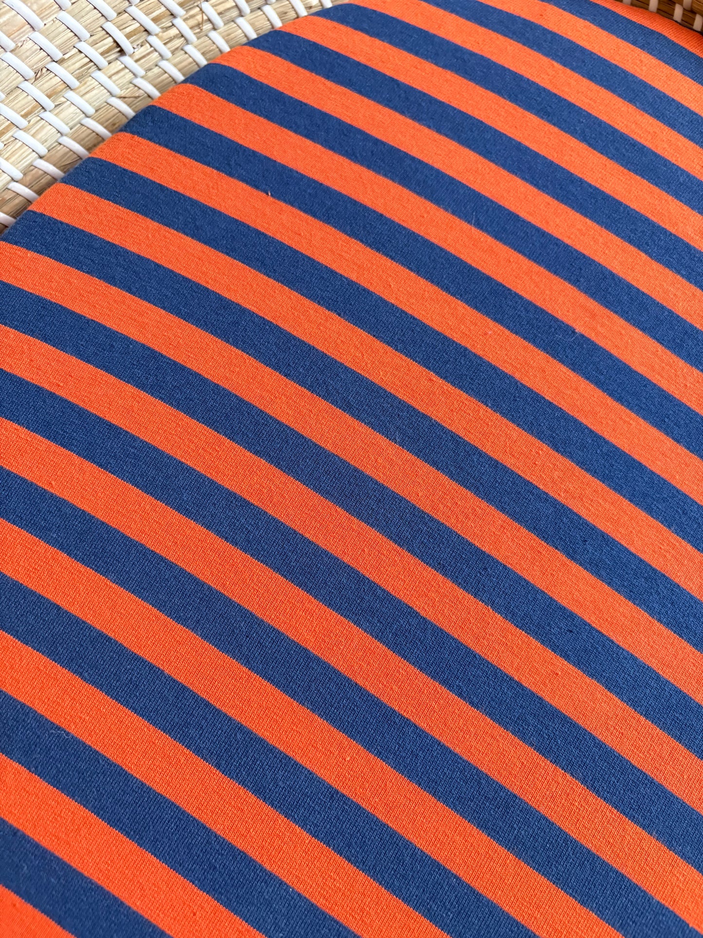 Hoeslaken verschoonmand/kinderwagen - strepen - blauw/oranje
