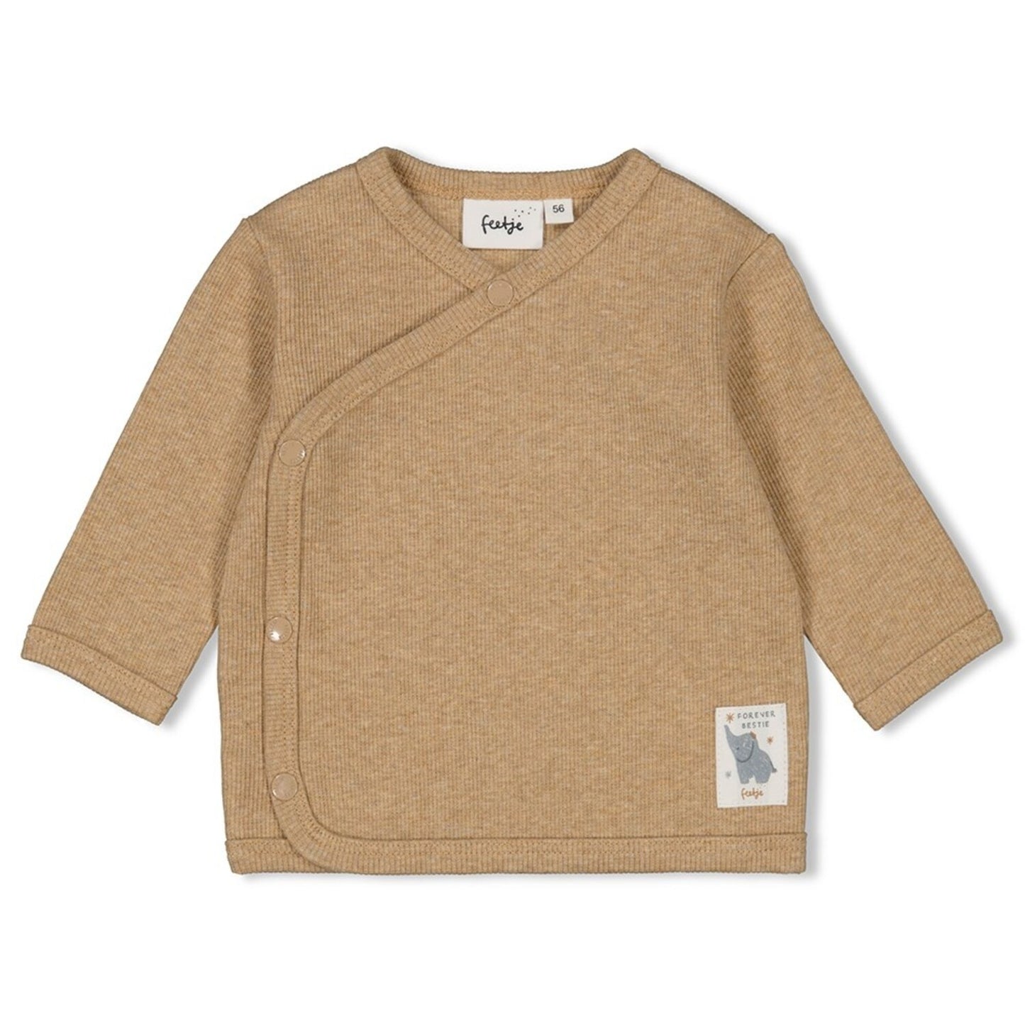 Overslagshirt - rib - brown melange - 74