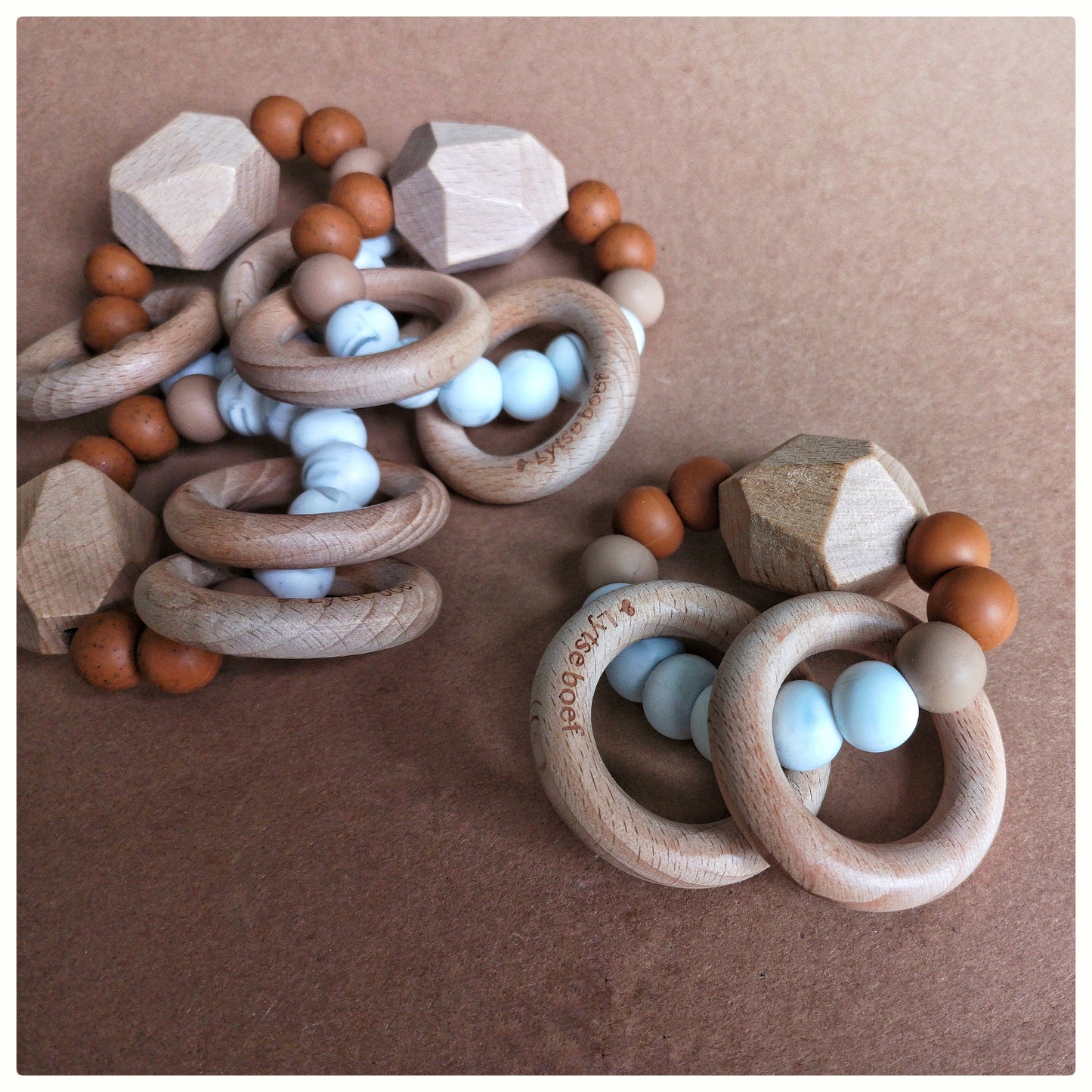 Dubbele Bijtring - Caramel marmer