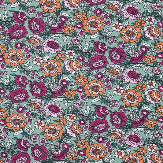 Aankleedkussenhoes - fuchsia/oranje - bloemen