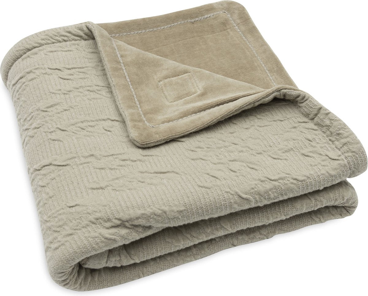 Deken Wieg 75x100 - Soft Waves Olive green velvet