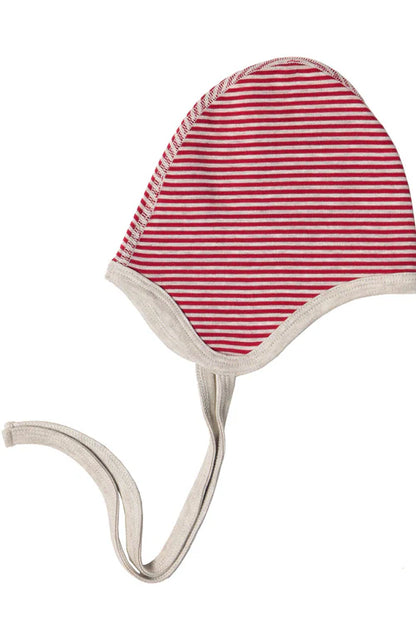 Knoopmuts - dubbelzijdig - rood/beige