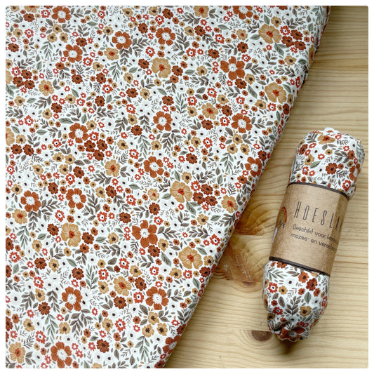 Hoeslaken verschoonmand/kinderwagen - bloemen retro