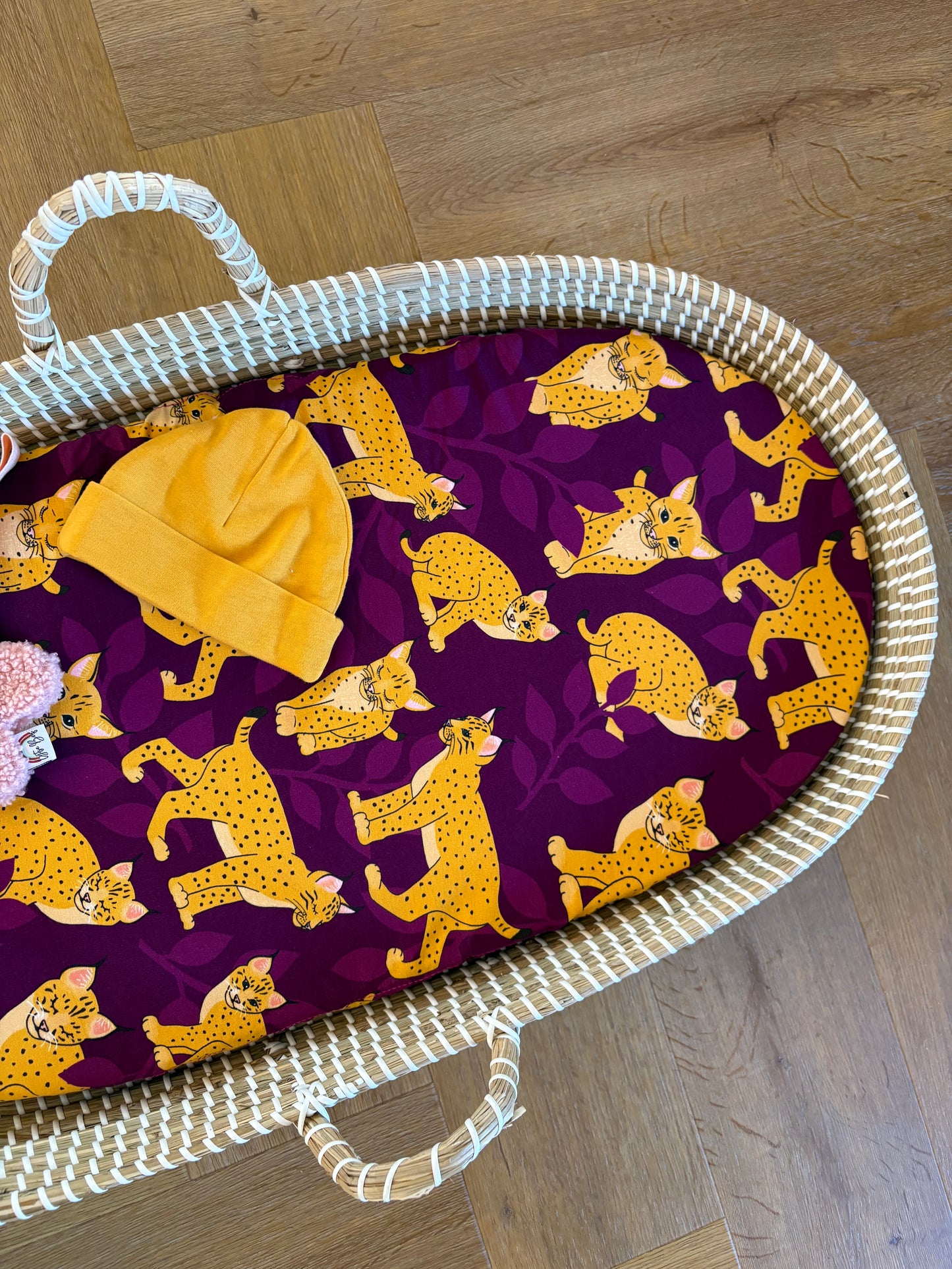 Hoeslaken verschoonmand/kinderwagen - aubergine panter