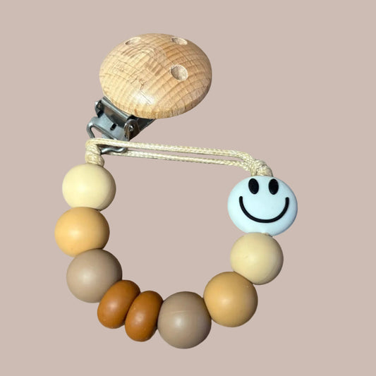 Speenkoord Smiley - Happy beige