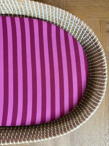 Hoeslaken verschoonmand/kinderwagen - strepen - fuchsia/aubergine