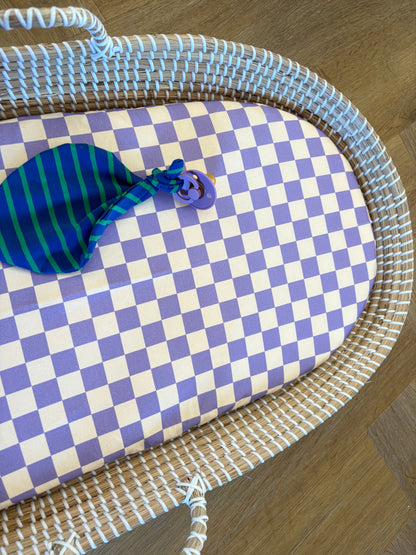 Hoeslaken verschoonmand/kinderwagen - blokjes - paars/pastelgeel
