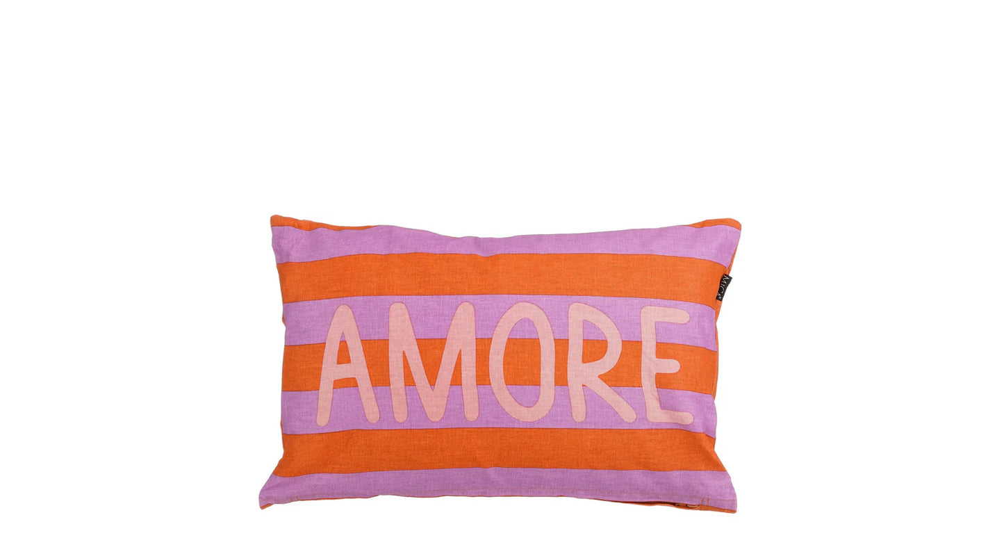 Kussen - Linnenmix - 55x35 - Amore - Lila/Oranje