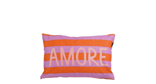Kussen - Linnenmix - 55x35 - Amore - Lila/Oranje
