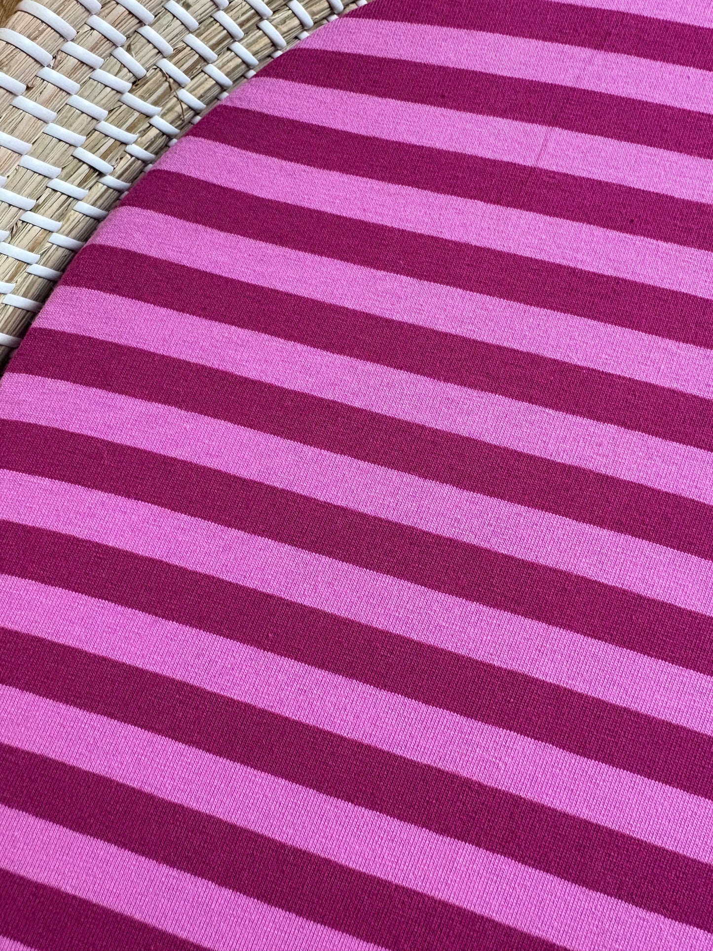 Hoeslaken verschoonmand/kinderwagen - strepen - fuchsia/aubergine