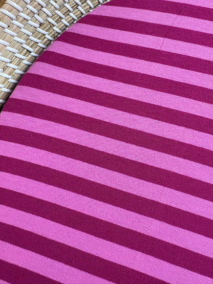 Hoeslaken verschoonmand/kinderwagen - strepen - fuchsia/aubergine