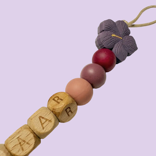 Speenkoord met naam - Saar - Mauve/Fuchsia