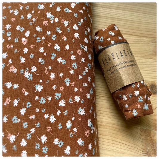 Hoeslaken verschoonmand/kinderwagen - bloemen caramel