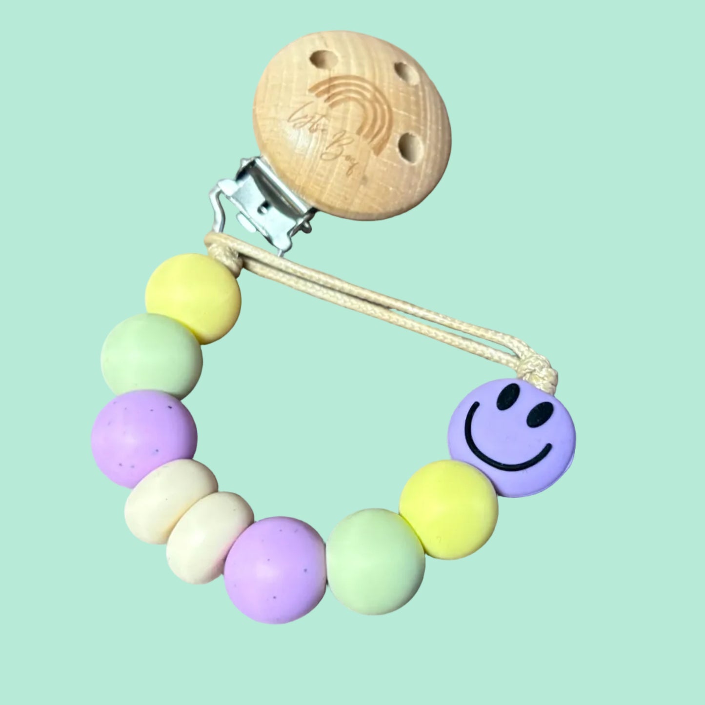 Speenkoord Smiley - Lila/pastelgeel