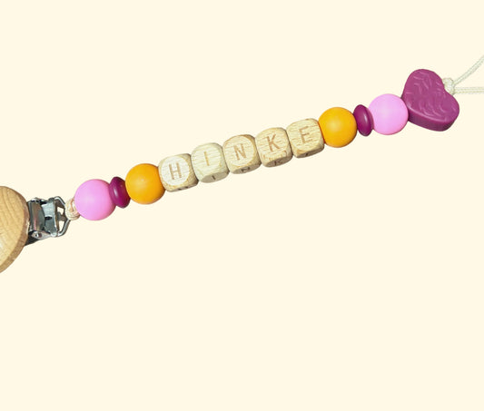 Speenkoord met naam - Hinke - Oranje/Aubergine