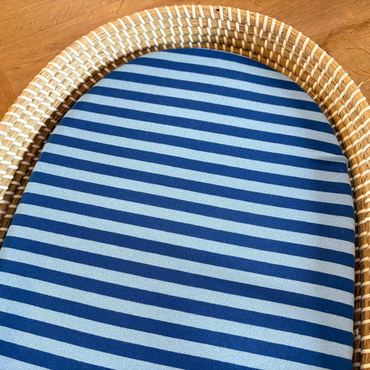 Hoeslaken verschoonmand/kinderwagen - strepen - blauw