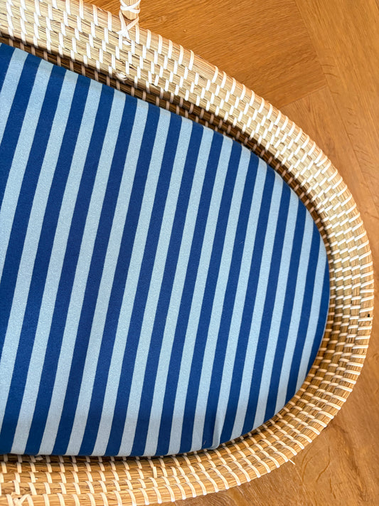 Hoeslaken verschoonmand/kinderwagen - strepen - blauw
