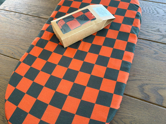 Hoeslaken verschoonmand/kinderwagen - Blokjes Legergroen/roestoranje