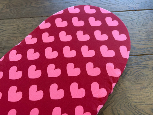 Hoeslaken verschoonmand/kinderwagen - Rood/Roze hart