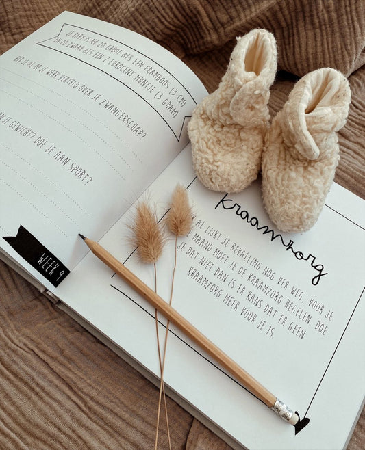 Invulboek - mijn negen maanden boek - linnen bruin