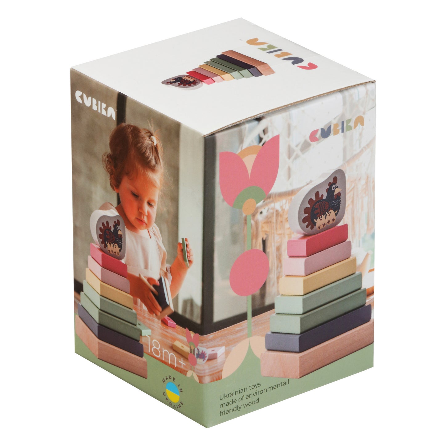 Houten stapelpiramide - Pastel