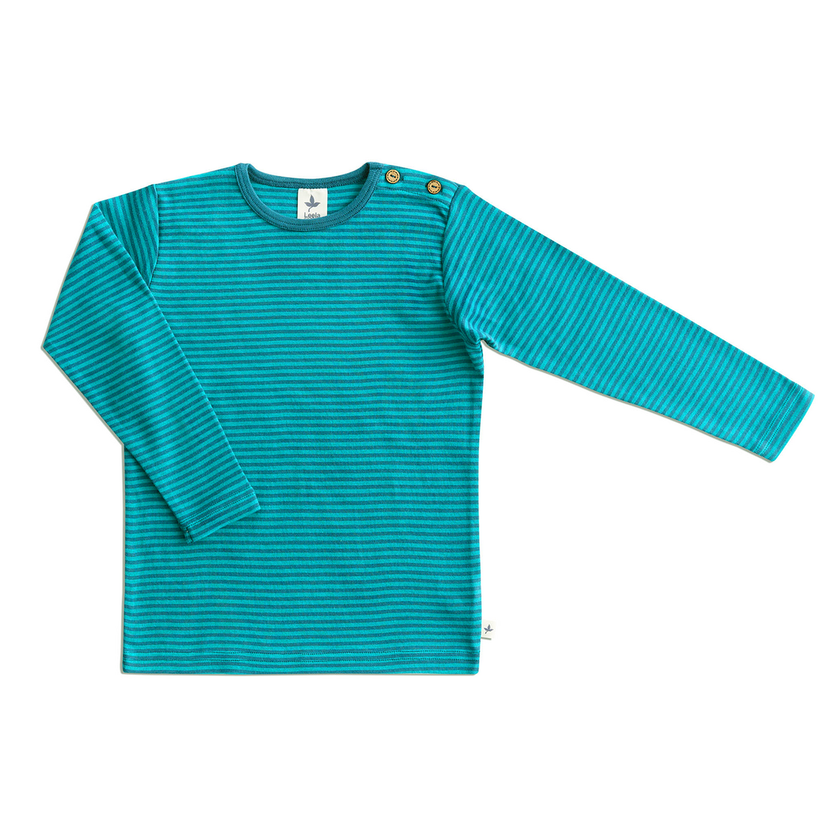 Basic longsleeve - Bio-cotton - Teal streep