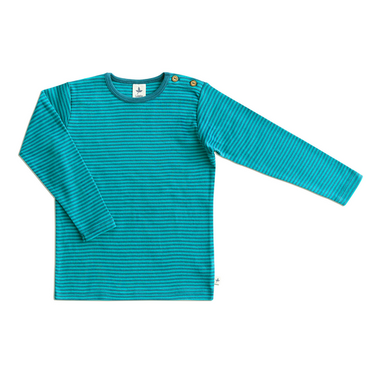 Basic longsleeve - Bio-cotton - Teal streep