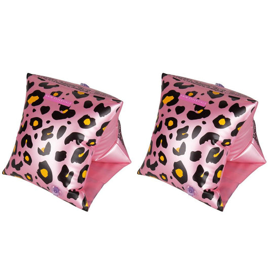 Zwembandjes - Roze panterprint - swim essentials - 2 maten