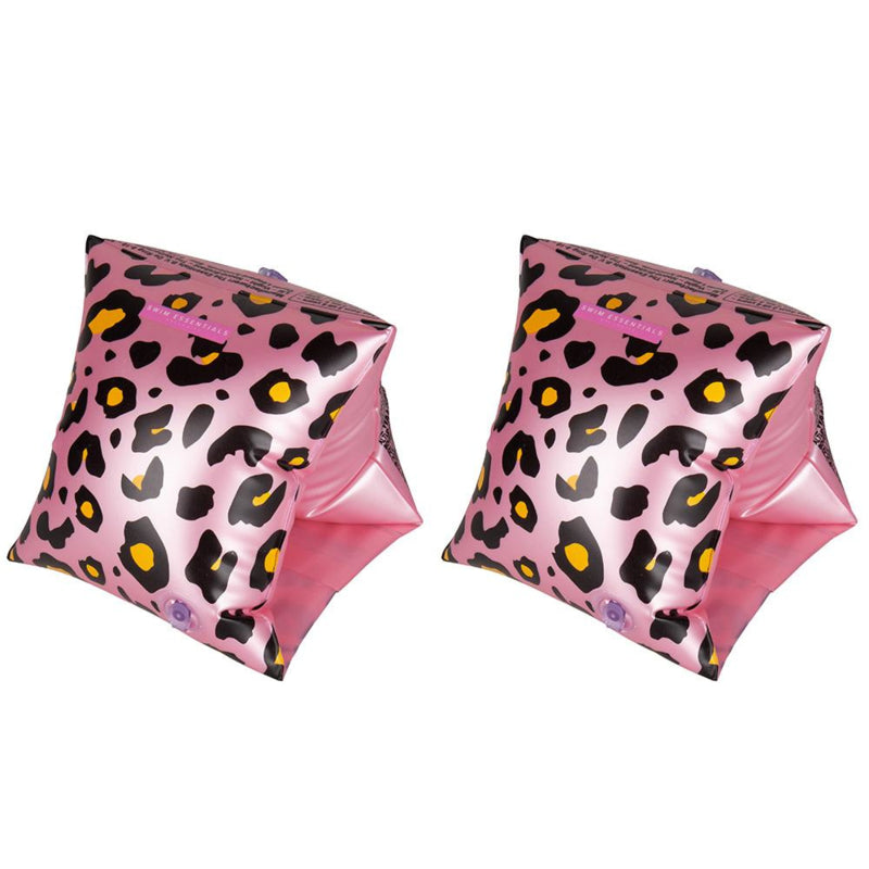Zwembandjes - Roze panterprint - swim essentials - 2 maten
