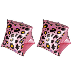 Zwembandjes - Roze panterprint - swim essentials - 2 maten