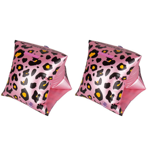 Zwembandjes - Roze panterprint - swim essentials - 2 maten
