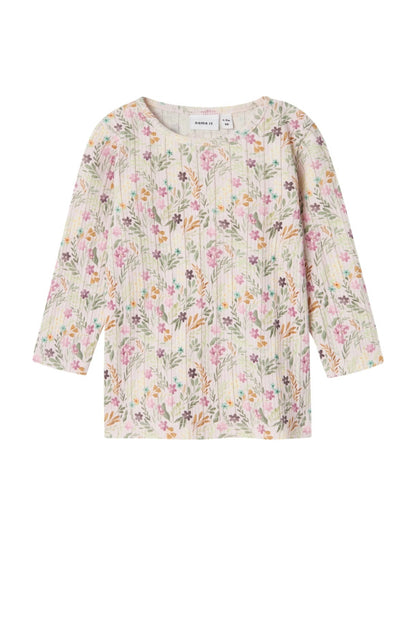Long sleeve - bloemen - beige roze