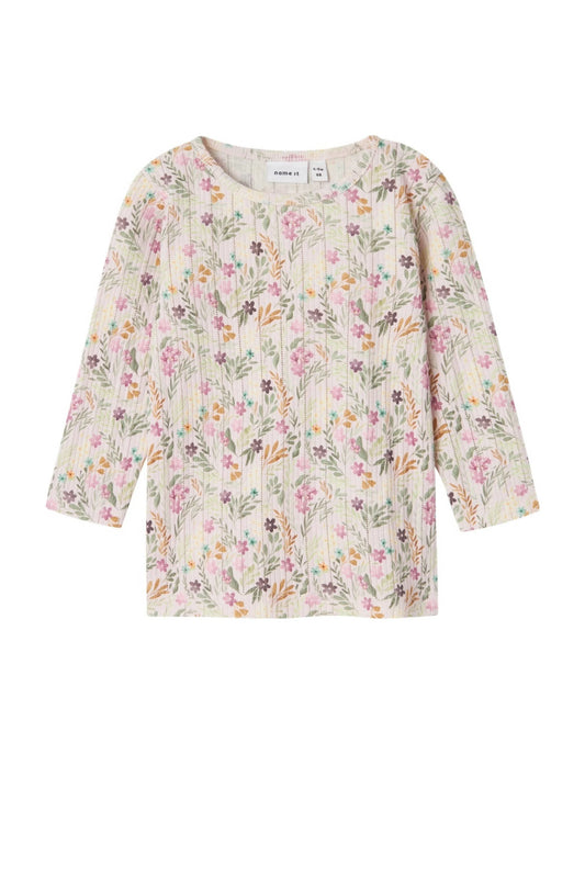 Long sleeve - bloemen - beige roze