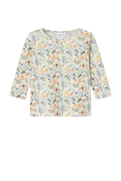 Long sleeve - bloemen - beige blauw