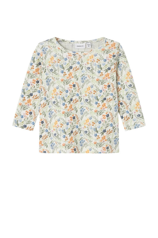 Long sleeve - bloemen - beige blauw