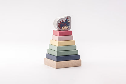 Houten stapelpiramide - Pastel