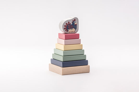 Houten stapelpiramide - Pastel