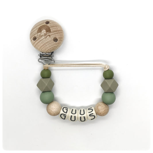 Speenkoord met naam - Oudgroen