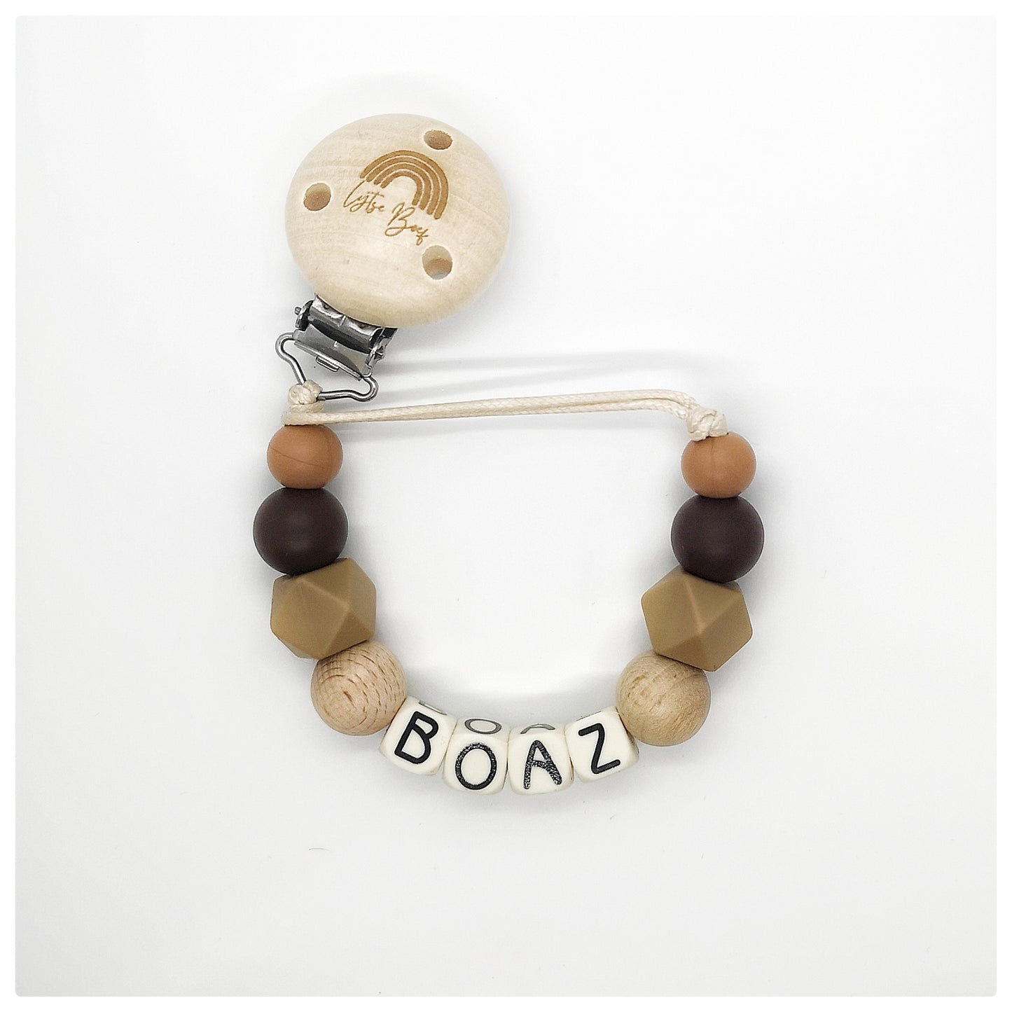 Speenkoord met naam - Bruin