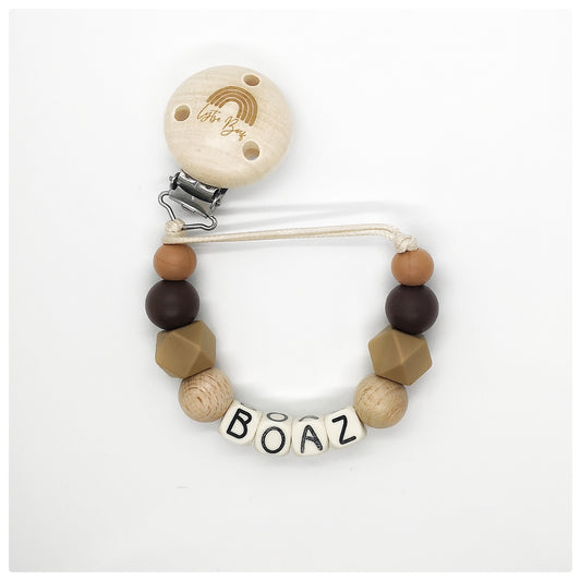 Speenkoord met naam - Bruin