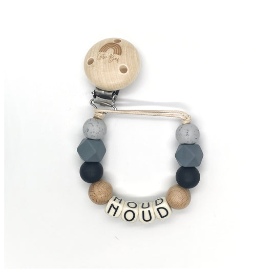 Speenkoord met naam - Monochrome