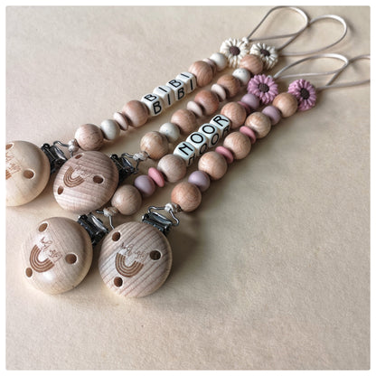 Speenkoord Bloem Ivoor met naam - Bibi