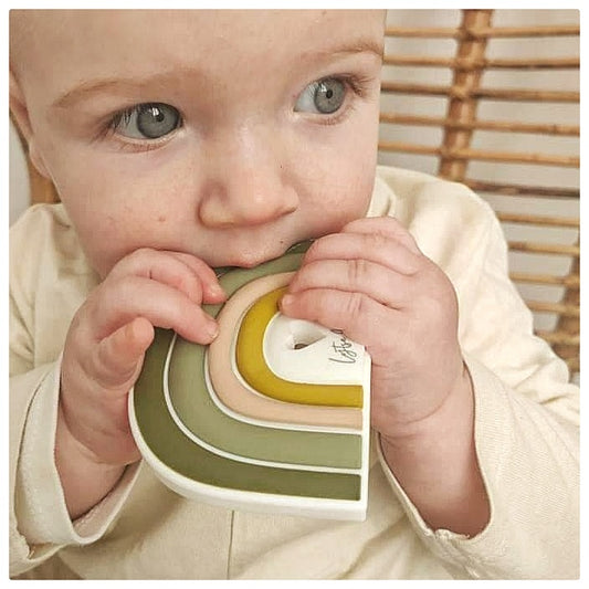 Siliconen Bijtspeeltje - Regenboog Groen