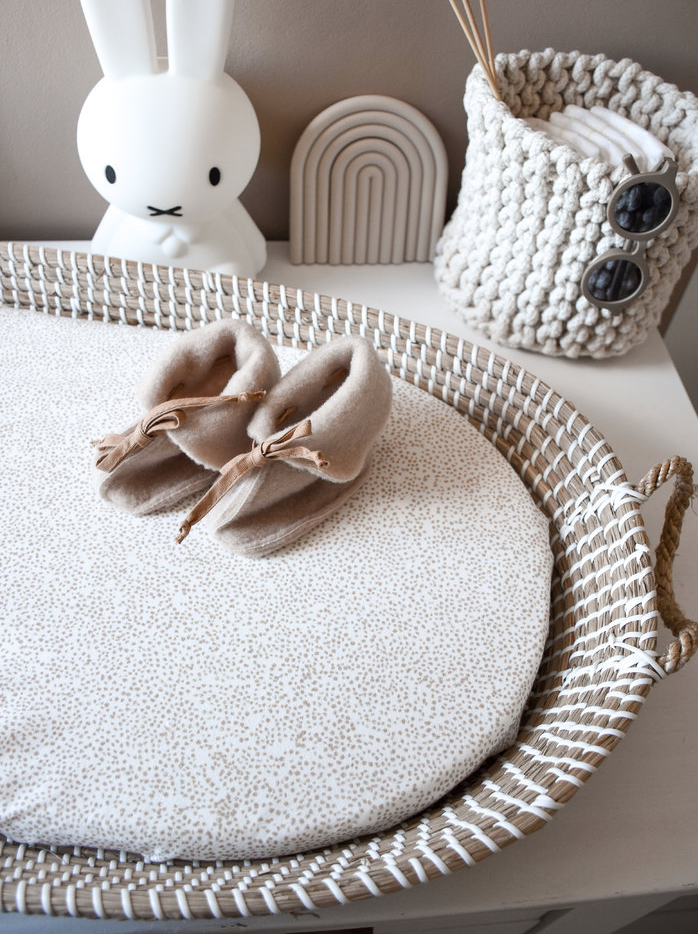 Hoeslaken verschoonmand/kinderwagen - Pointelle Camel