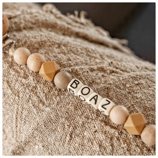 Speenkoord met naam - Taupe